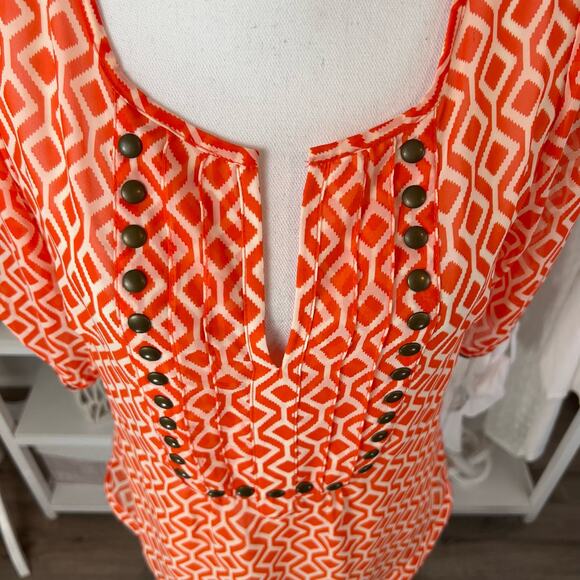 Hawthorn Women's size Medium blouse, sheer, graphic print. #1033 - Picture 3 of 10